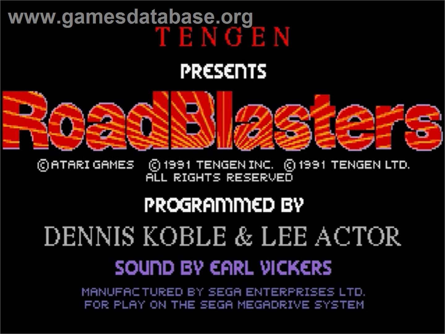 Road Blasters - Sega Genesis - Artwork - Title Screen