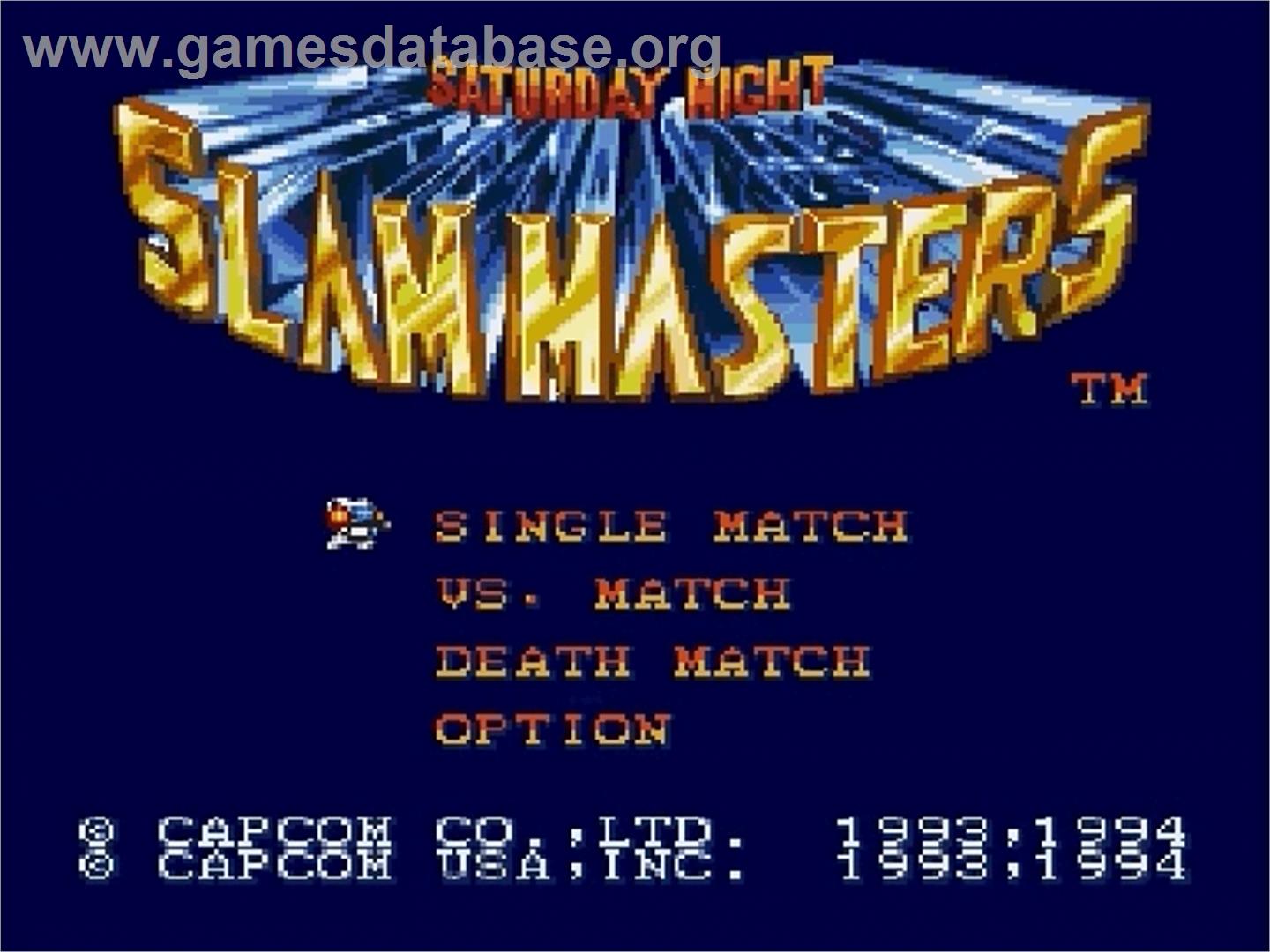 Saturday Night Slam Masters - Sega Genesis - Artwork - Title Screen