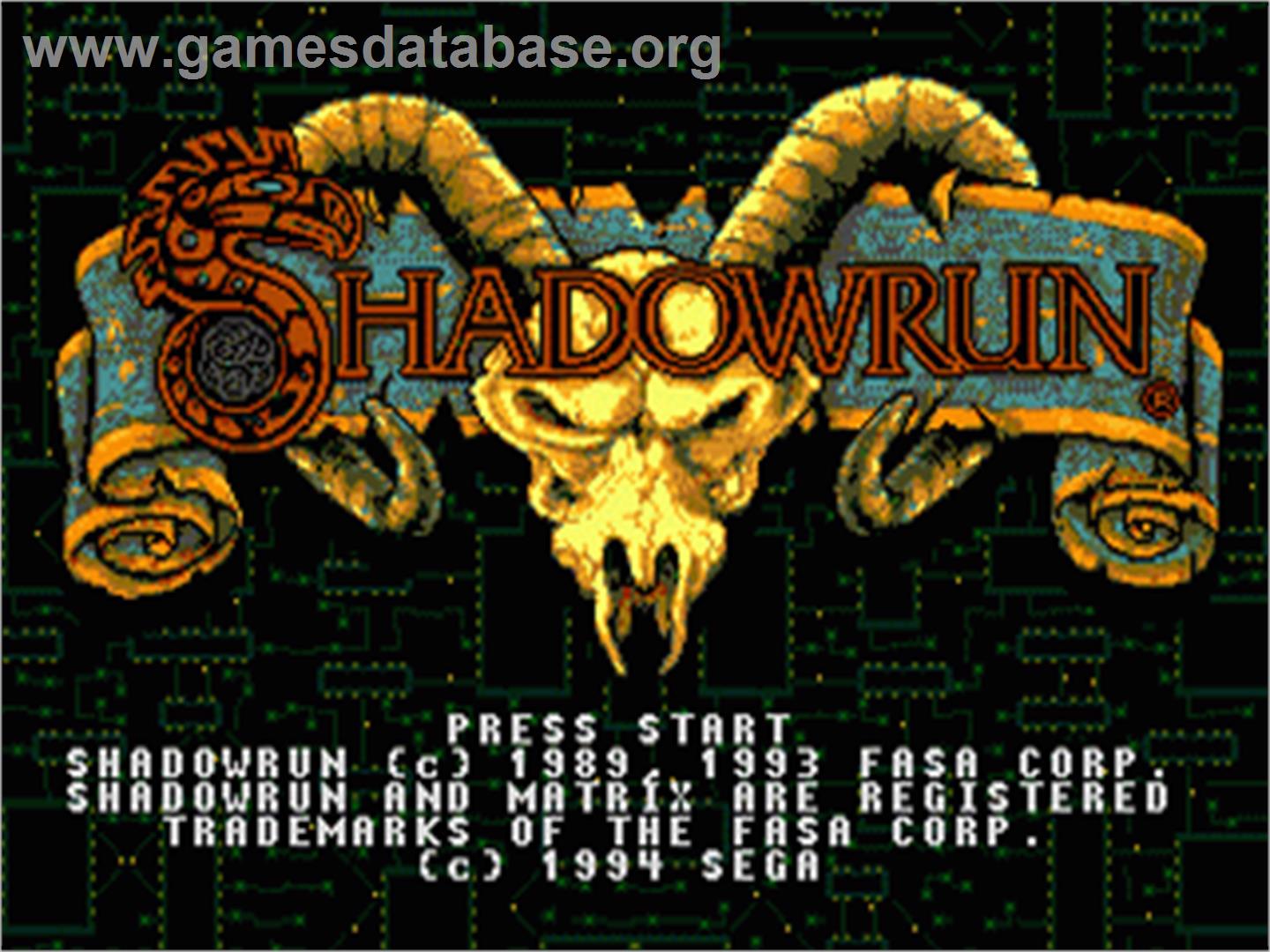 Shadowrun - Sega Genesis - Artwork - Title Screen
