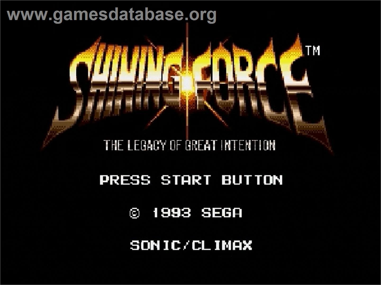 Shining Force: The Legacy of Great Intention - Sega Genesis - Artwork - Title Screen