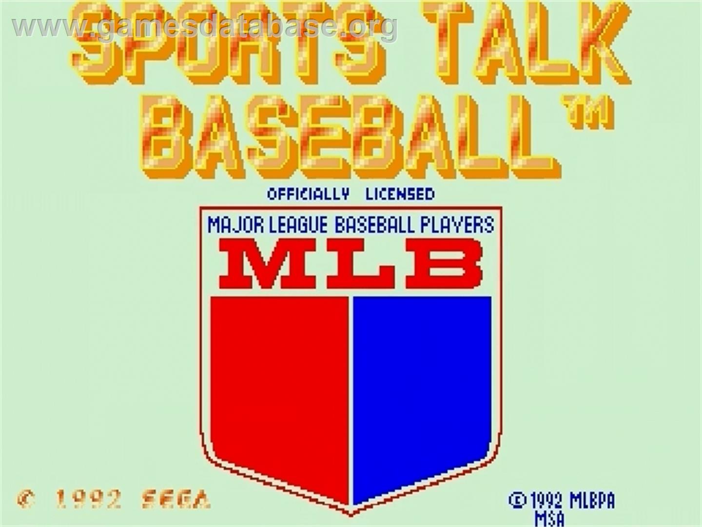 Sports Talk Baseball - Sega Genesis - Artwork - Title Screen