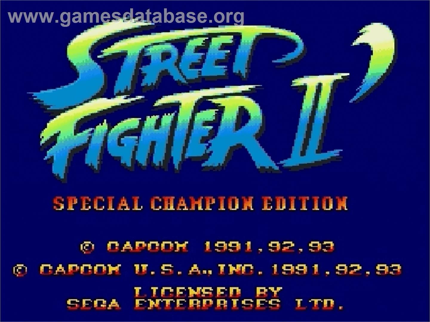 Street Fighter II' - Champion Edition - Sega Genesis - Artwork - Title Screen