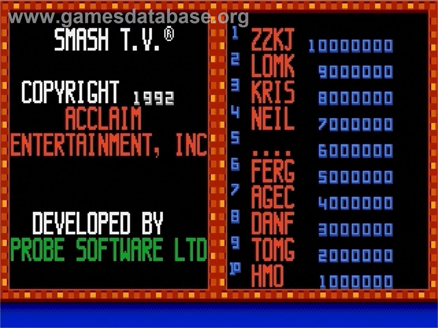 Super Smash T.V. - Sega Genesis - Artwork - Title Screen