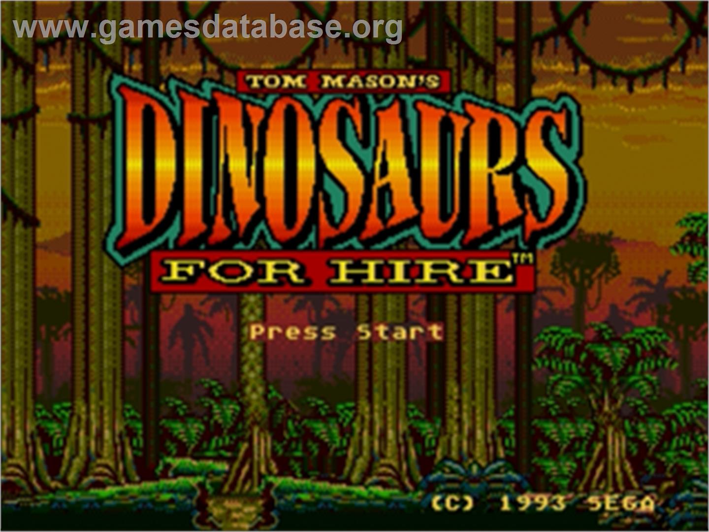 Tom Mason's Dinosaurs for Hire - Sega Genesis - Artwork - Title Screen