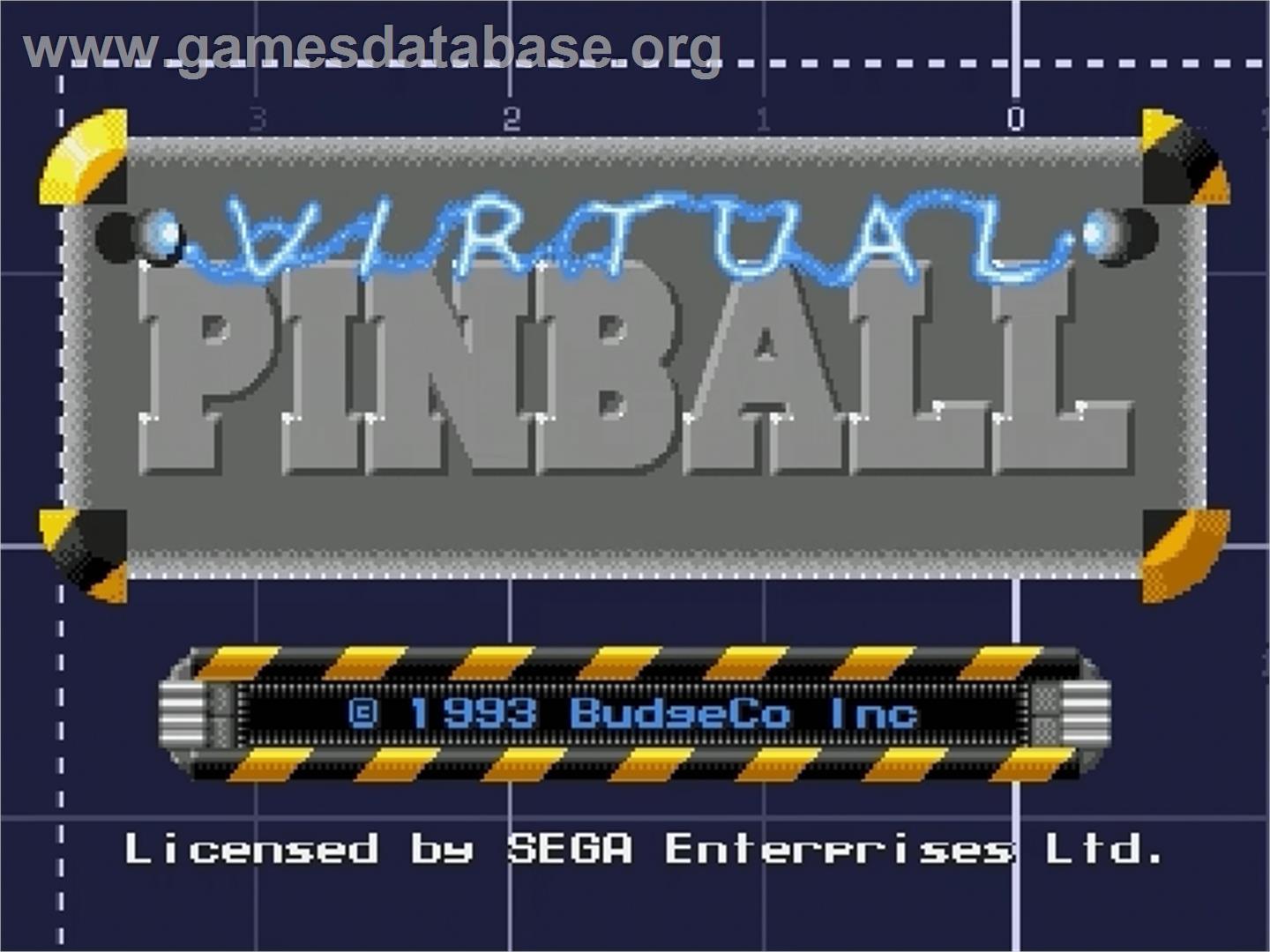 Virtual Pinball - Sega Genesis - Artwork - Title Screen