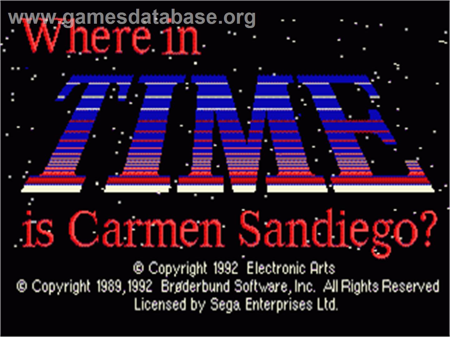 Where in Time is Carmen Sandiego - Sega Genesis - Artwork - Title Screen
