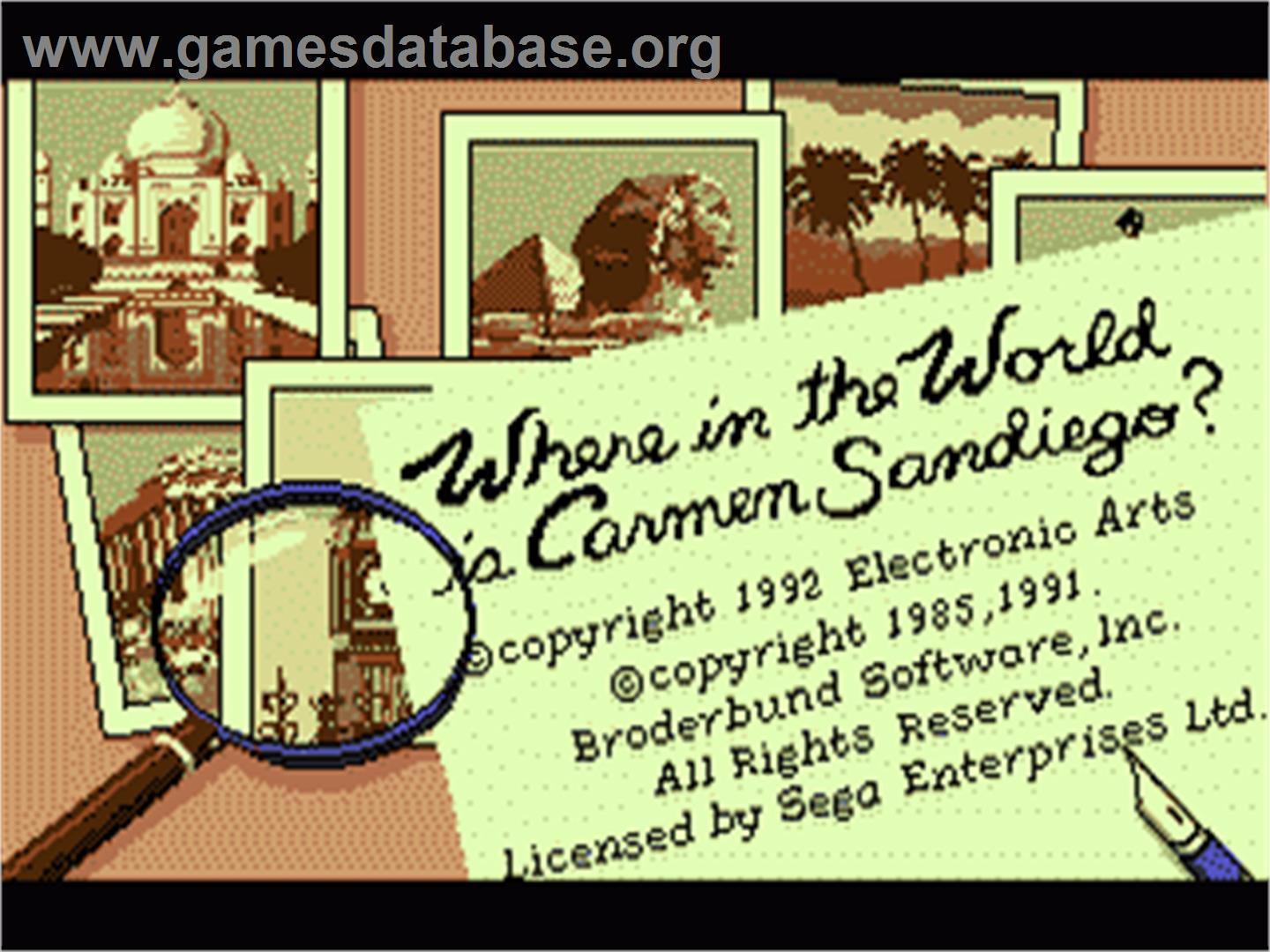 Where in the World is Carmen Sandiego - Sega Genesis - Artwork - Title Screen