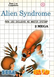 Box cover for Alien Syndrome on the Sega Master System.