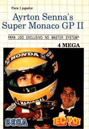 Box cover for Ayrton Senna's Super Monaco GP 2 on the Sega Master System.