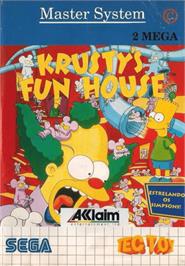 Box cover for Krusty's Fun House on the Sega Master System.