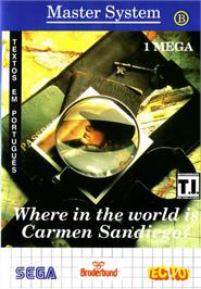 Box cover for Where in the World is Carmen Sandiego on the Sega Master System.