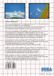 Box back cover for After Burner on the Sega Master System.