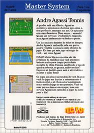 Box back cover for Andre Agassi Tennis on the Sega Master System.