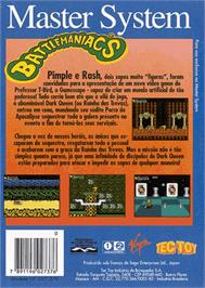 Box back cover for Battle Toads in Battlemaniacs on the Sega Master System.
