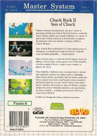 Box back cover for Chuck Rock 2: Son of Chuck on the Sega Master System.