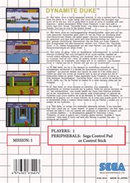 Box back cover for Dynamite Duke on the Sega Master System.