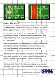 Box back cover for Great Football on the Sega Master System.