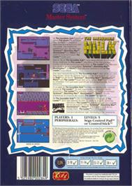 Box back cover for Incredible Hulk, The on the Sega Master System.