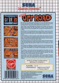 Box back cover for Ironman Ivan Stewart's Super Off-Road on the Sega Master System.