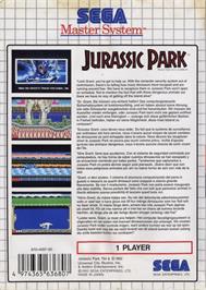 Box back cover for Jurassic Park on the Sega Master System.