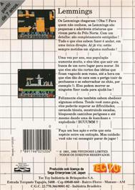 Box back cover for Lemmings on the Sega Master System.