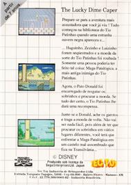 Box back cover for Lucky Dime Caper starring Donald Duck on the Sega Master System.