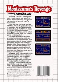 Box back cover for Montezuma's Revenge on the Sega Master System.