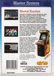 Box back cover for Mortal Kombat on the Sega Master System.