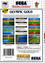 Box back cover for Olympic Gold: Barcelona '92 on the Sega Master System.