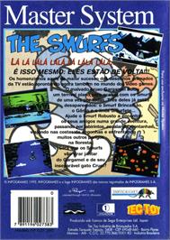 Box back cover for Smurfs on the Sega Master System.