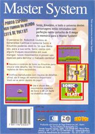 Box back cover for Sonic Blast on the Sega Master System.