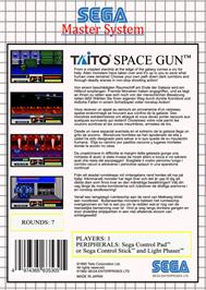 Box back cover for Space Gun on the Sega Master System.
