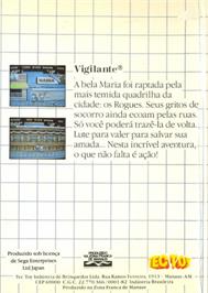 Box back cover for Vigilante on the Sega Master System.
