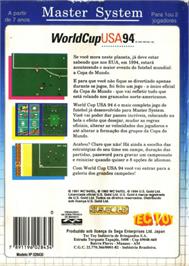 Box back cover for World Cup USA '94 on the Sega Master System.