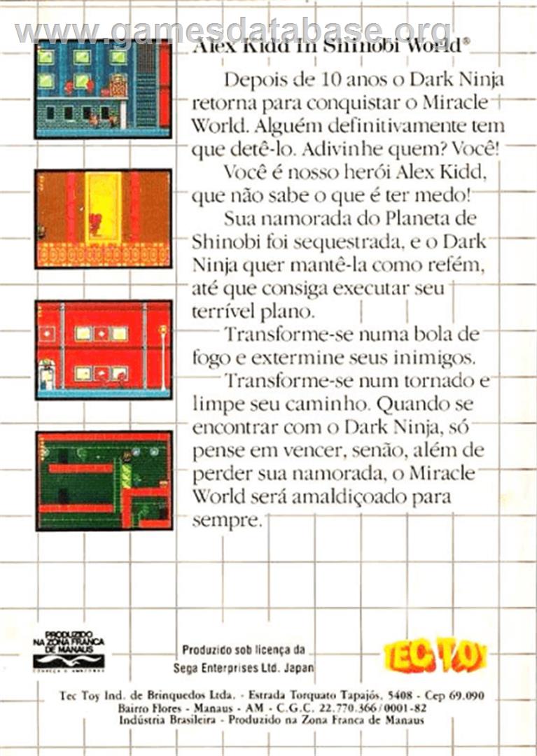 Alex Kidd in Shinobi World - Sega Master System - Artwork - Box Back