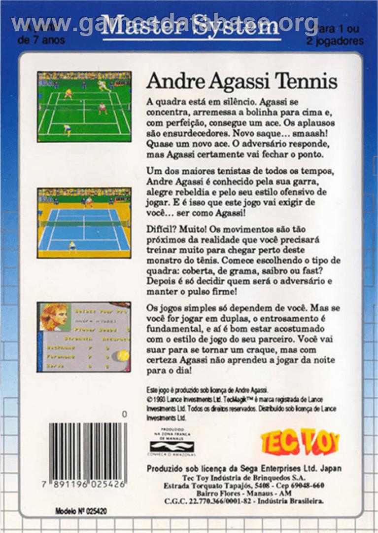 Andre Agassi Tennis - Sega Master System - Artwork - Box Back