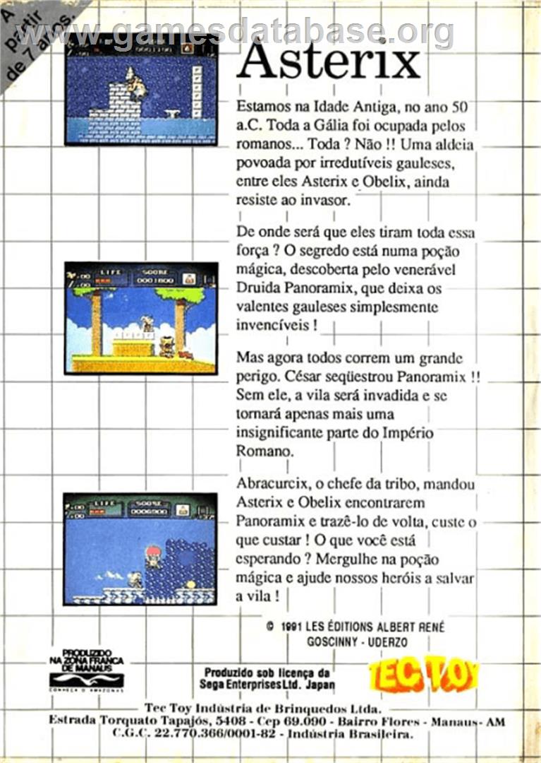 Asterix - Sega Master System - Artwork - Box Back