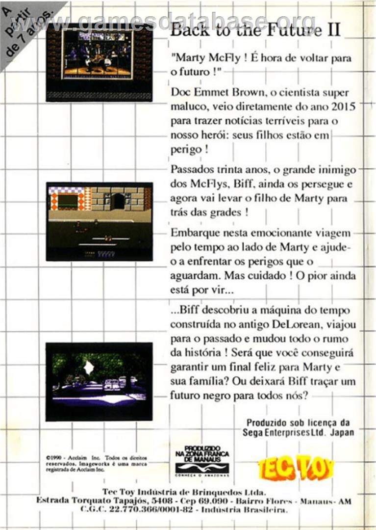 Back to the Future 2 - Sega Master System - Artwork - Box Back