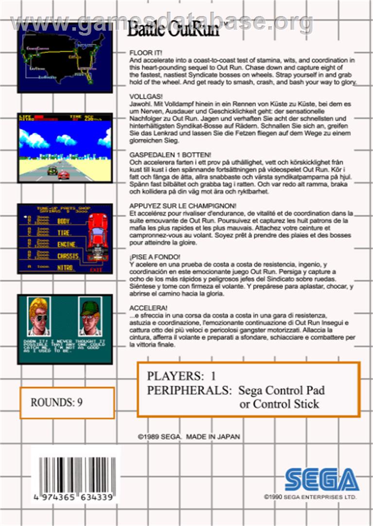 Battle Out Run - Sega Master System - Artwork - Box Back
