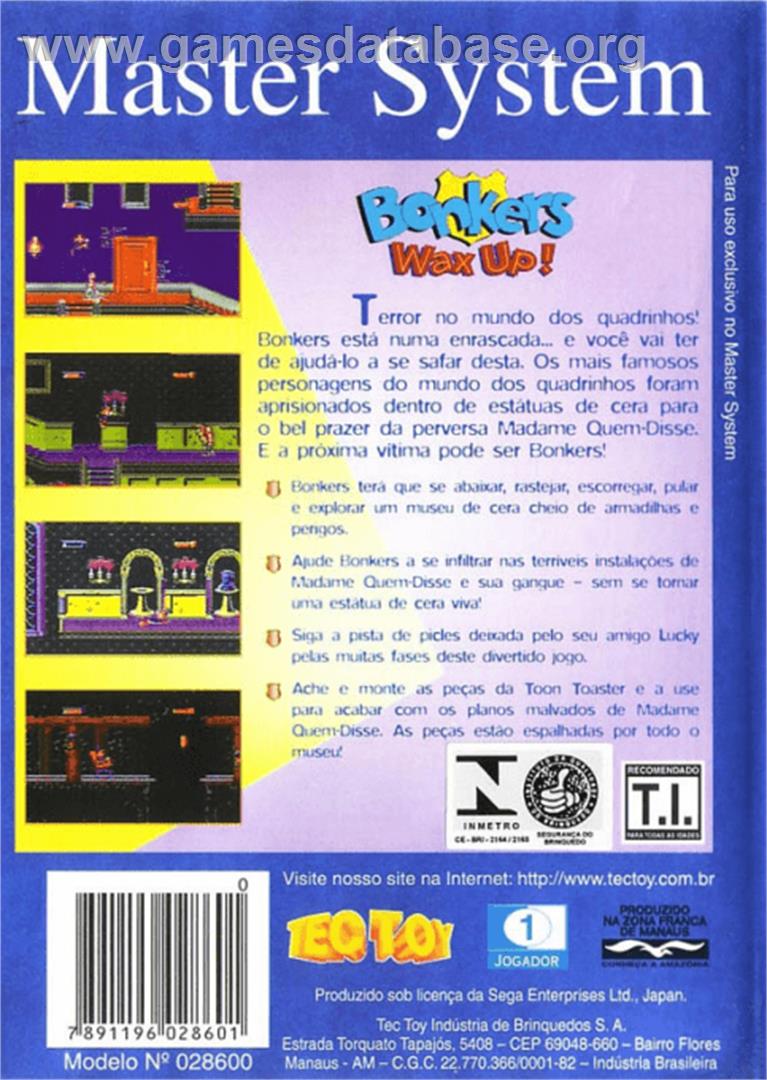 Bonkers: Wax Up - Sega Master System - Artwork - Box Back