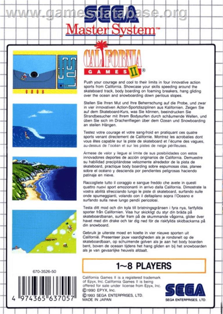 California Games 2 - Sega Master System - Artwork - Box Back