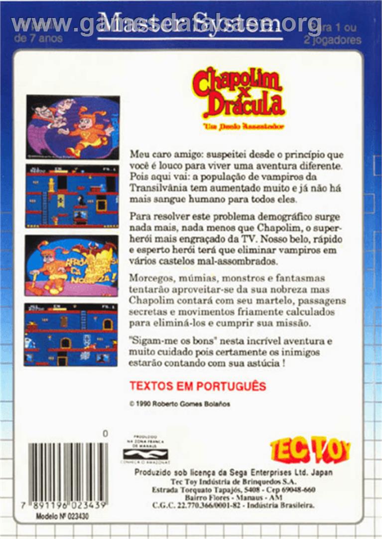 Chapolim x Drácula: Um Duelo Assustador - Sega Master System - Artwork - Box Back