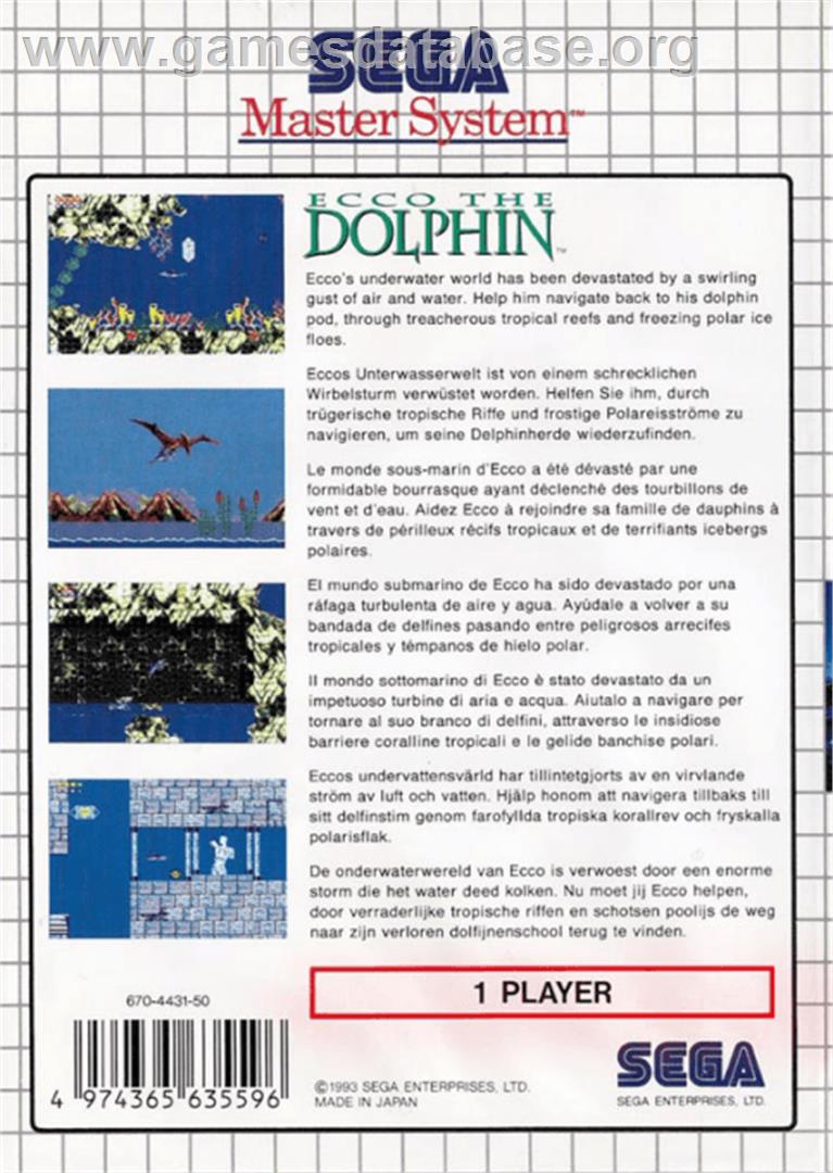 Ecco the Dolphin - Sega Master System - Artwork - Box Back