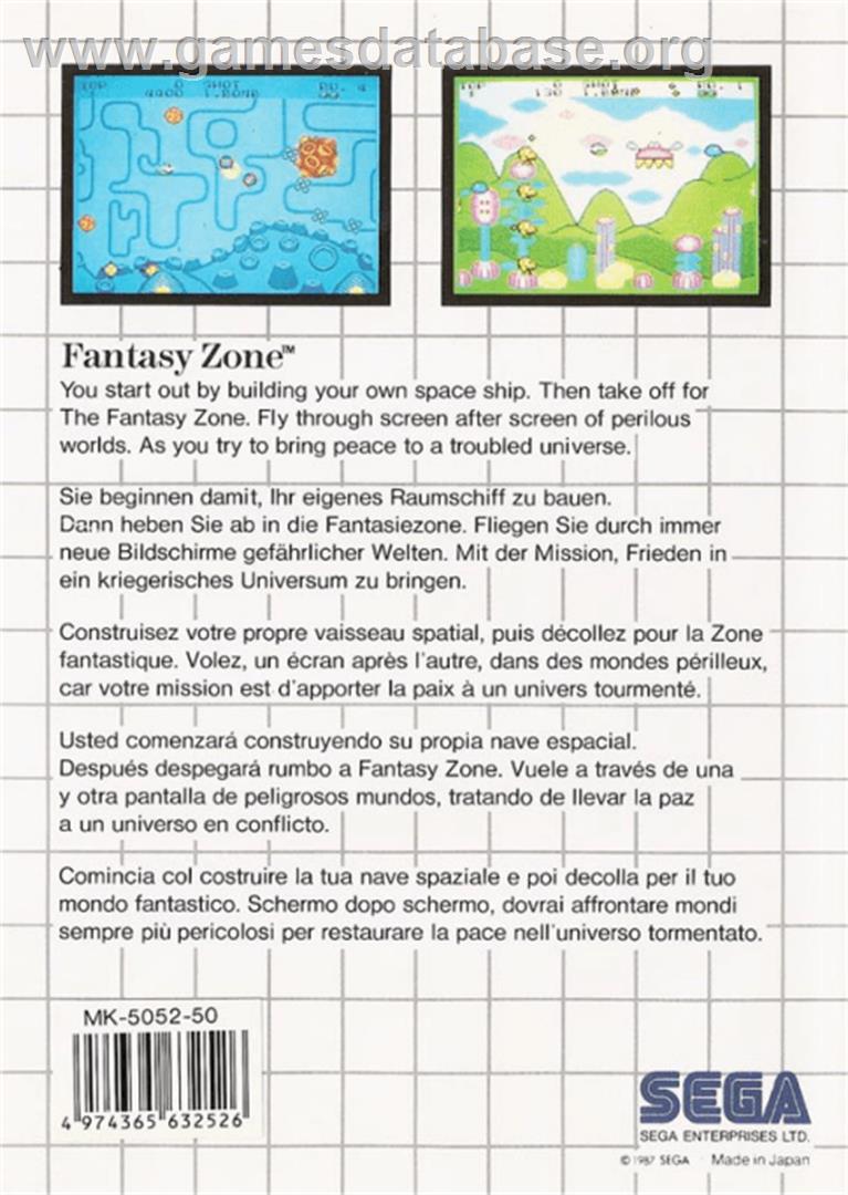 Fantasy Zone - Sega Master System - Artwork - Box Back