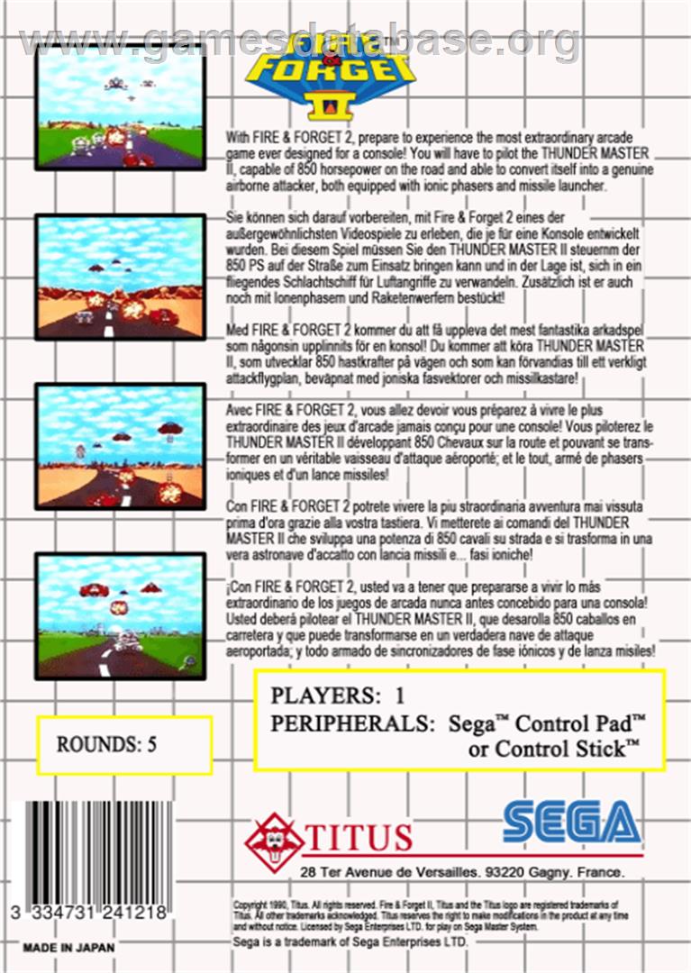 Fire and Forget 2: The Death Convoy - Sega Master System - Artwork - Box Back