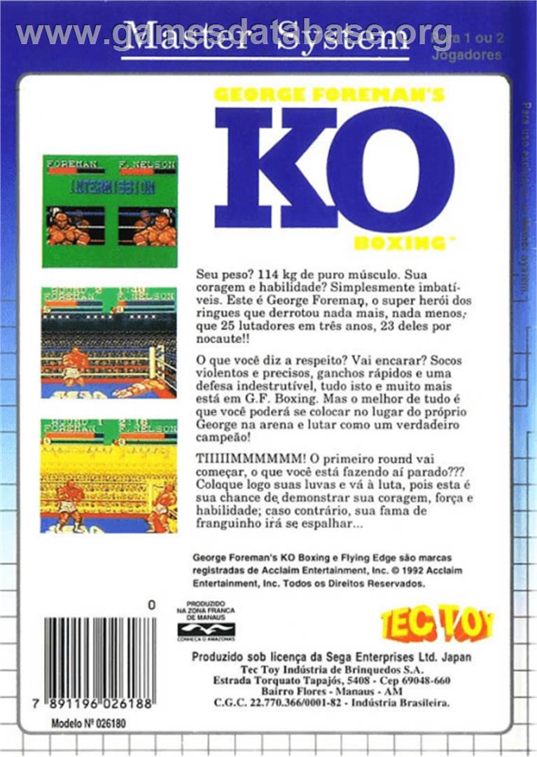 George Foreman's KO Boxing - Sega Master System - Artwork - Box Back