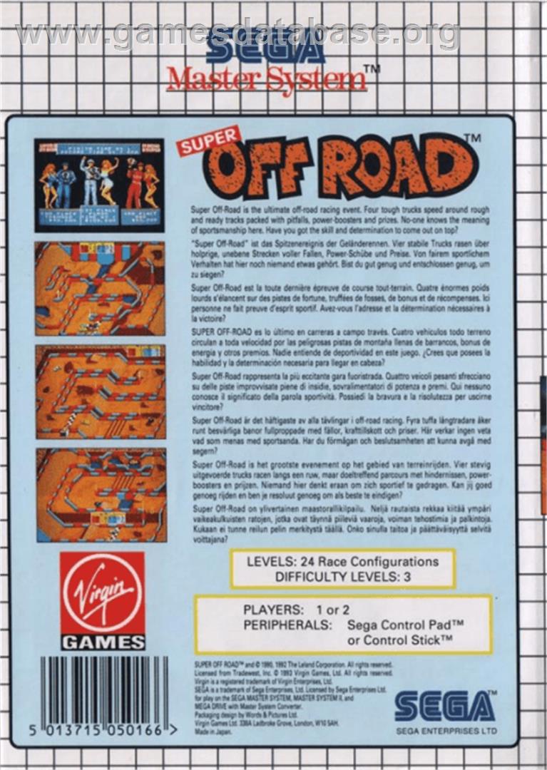 Ironman Ivan Stewart's Super Off-Road - Sega Master System - Artwork - Box Back