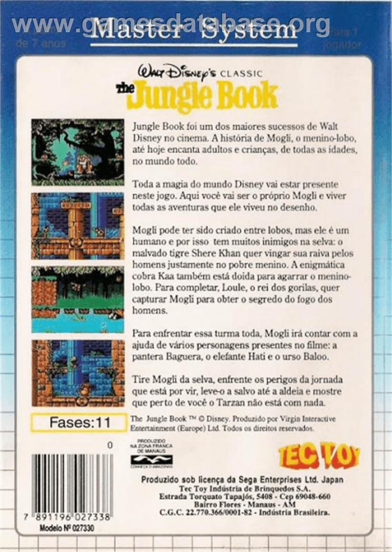 Jungle Book, The - Sega Master System - Artwork - Box Back
