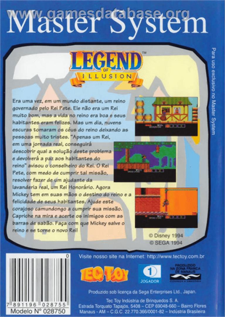 Legend of Illusion starring Mickey Mouse - Sega Master System - Artwork - Box Back