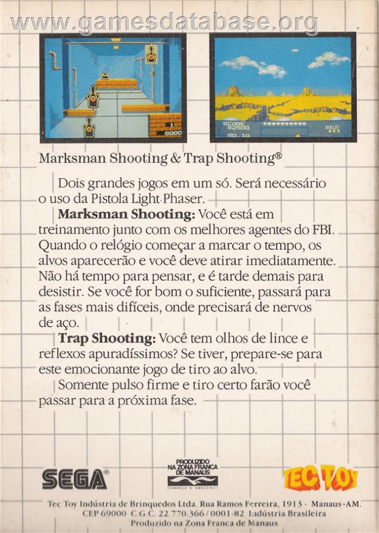 Marksman Shooting & Trap Shooting - Sega Master System - Artwork - Box Back